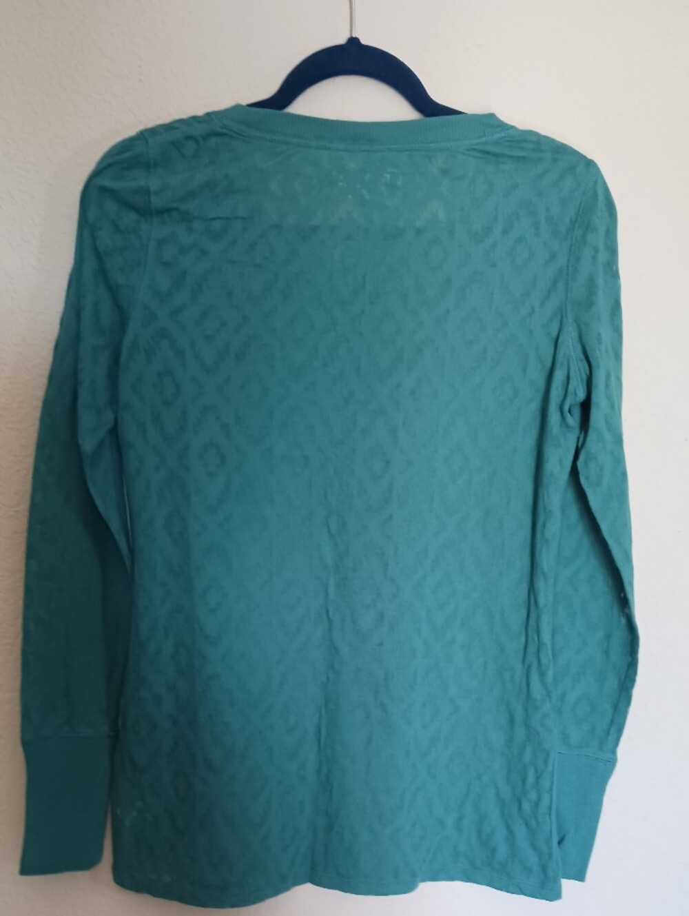 Women's Teal Long-Sleeve Textured Crew Neck Top - Picture 3 of 4